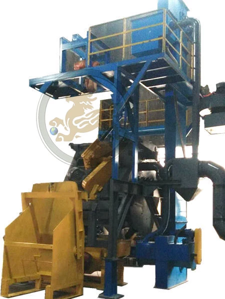 Rolling barrel or rotary drum shot blasting machines